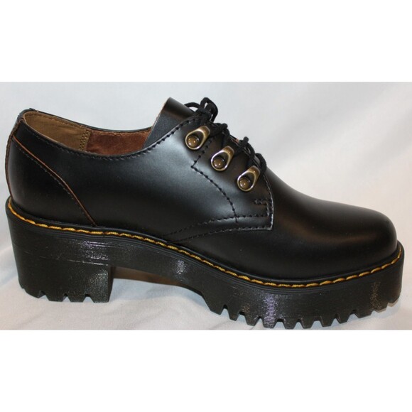 Dr Martens Women LEONA Low Black Platform Shoes Oxford Size US 8 EU 39 - Picture 5 of 6